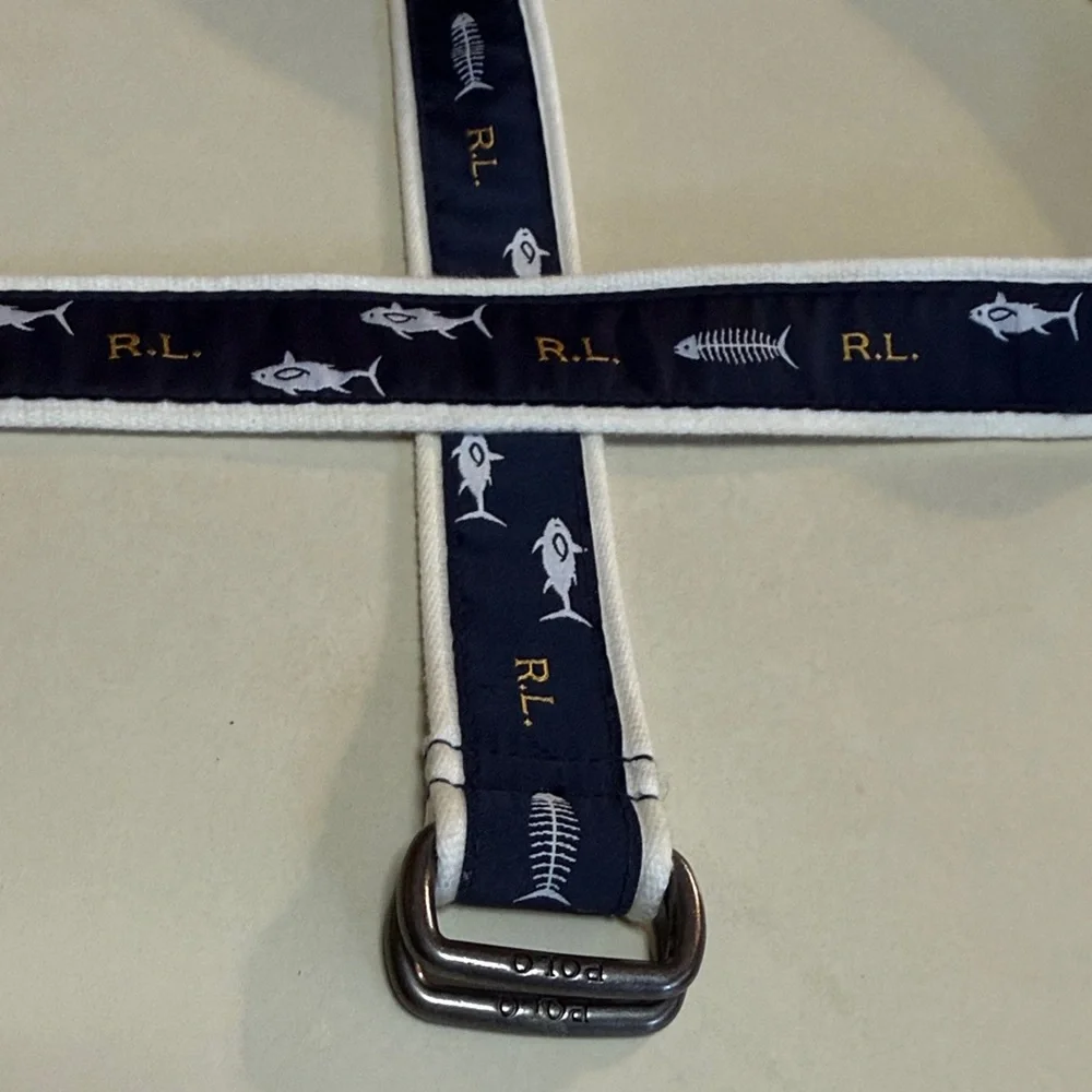 Polo by Ralph Lauren Boy’s Navy Belt with Fish 36”